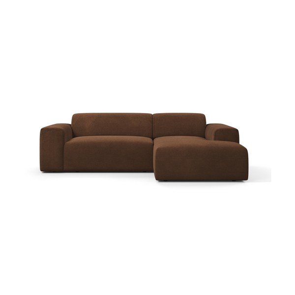 Hnedá menčestrová rohová pohovka Marie Claire Home Karen, 250 cm, pravý roh
