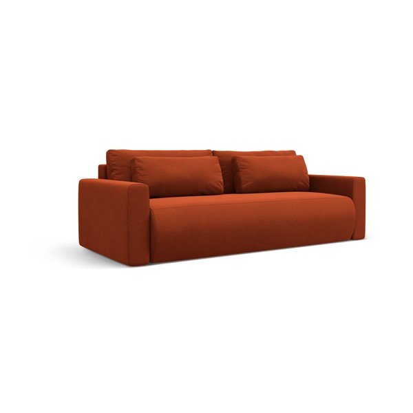 Zamatová rozkladacia pohovka s úložným priestorom v tehlovej farbe 238 cm Belfast – Cosmopolitan Design-image-1