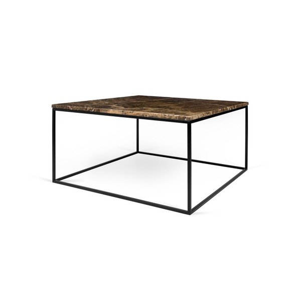 Hnedý mramorový konferenčný stolík s čiernymi nohami TemaHome Gleam, 75 cm-image-4