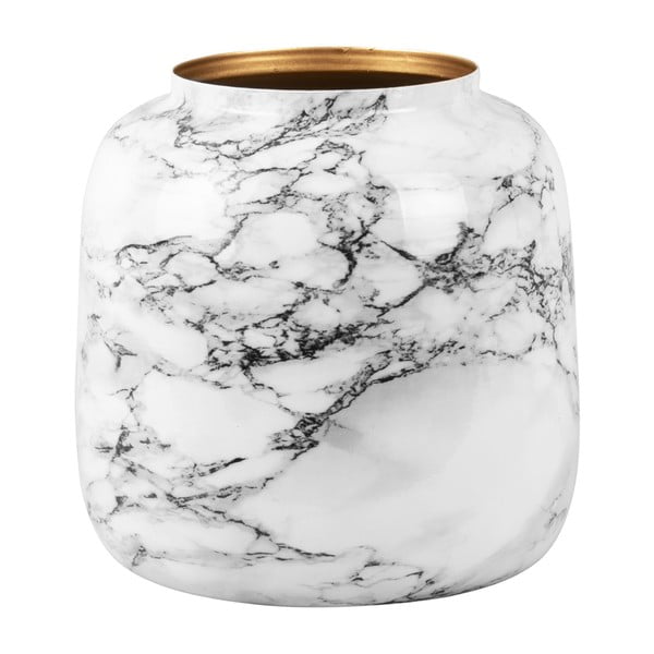 Bielo-čierna železná váza PT LIVING Marble, výška 12,5 cm