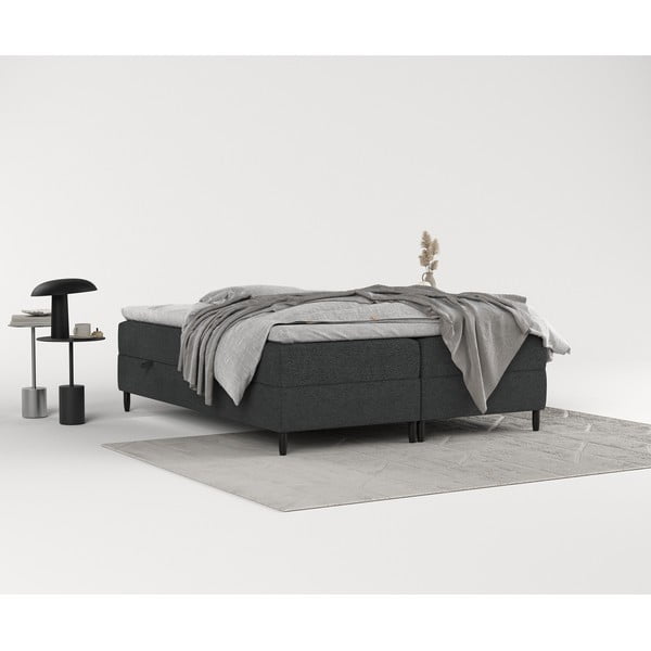 Tmavosivá boxspring posteľ s úložným priestorom 140x200 cm Malte – Maison de Rêve-image-4