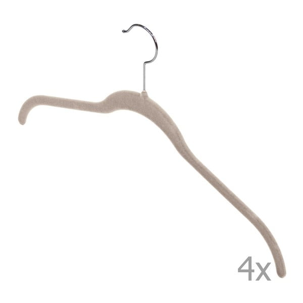 Sada 4 béžových vešiakov na tričká Domopak Velvet-image-1