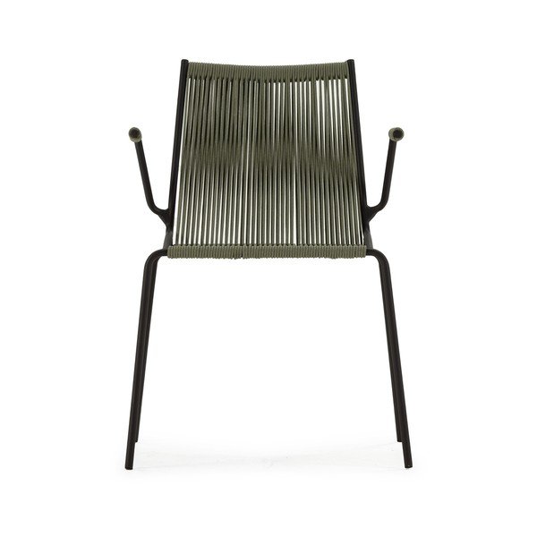 Zelené kovové jedálenské stoličky v súprave s podrúčkami/stohovateľné 2 ks Emily – Marckeric-image-2