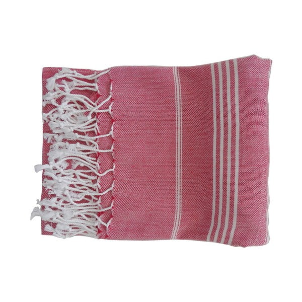 Červená ručne tkaná osuška z prémiovej bavlny Sultan, 100 × 180 cm