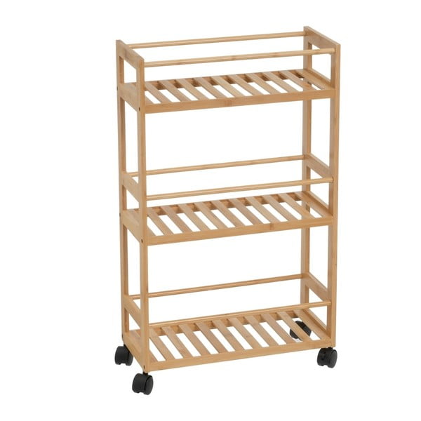 Bambusový pojazdný regál v prírodnej farbe 44x75 cm – Casa Selección