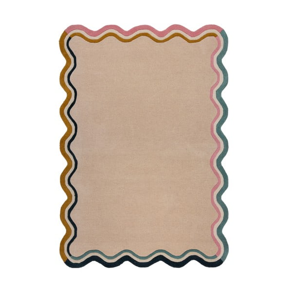 Krémový ručne tkaný vlnený koberec 160x230 cm Leo Scallop – Flair Rugs