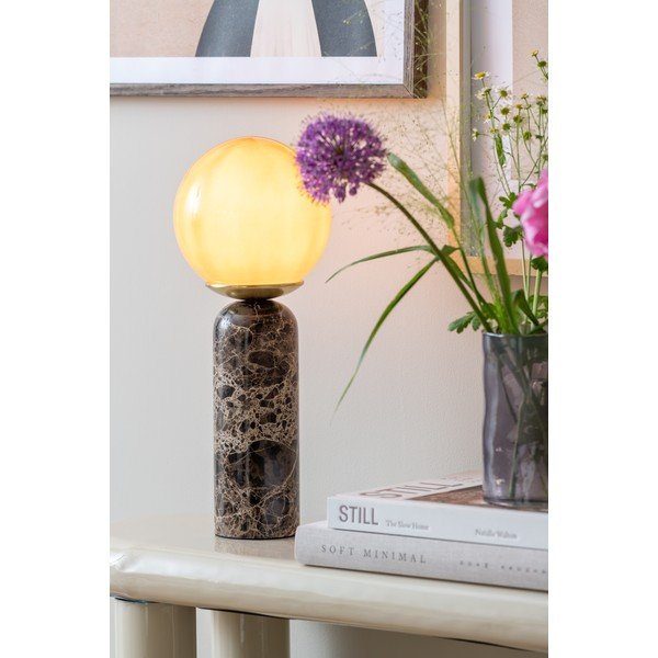 Tmavohnedá mramorová stolová lampa (výška  38 cm) Lazio Sphere – Leitmotiv-image-1