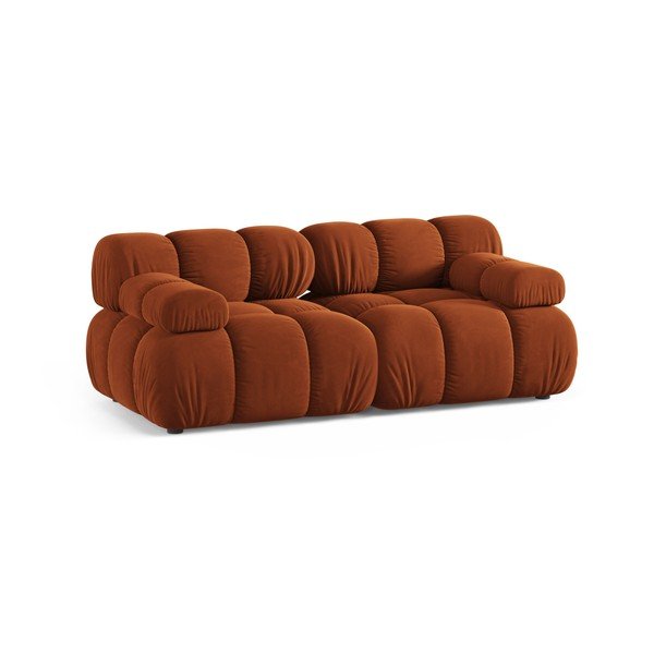 Zamatová pohovka v terakotovej farbe 188 cm – Micadoni -image-1