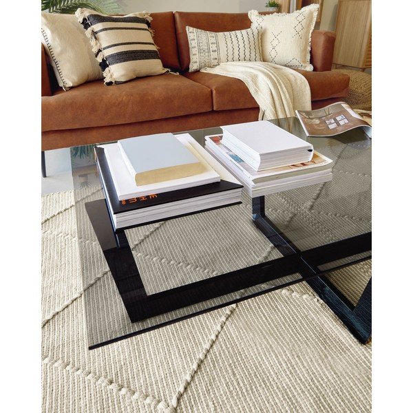 Čierny konferenčný stolík so sklenenou doskou 70x120 cm Plam – Kave Home-image-3