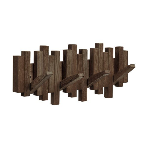 Tmavohnedý nástenný vešiak z dubového dreva 40 cm Caltra – House Nordic