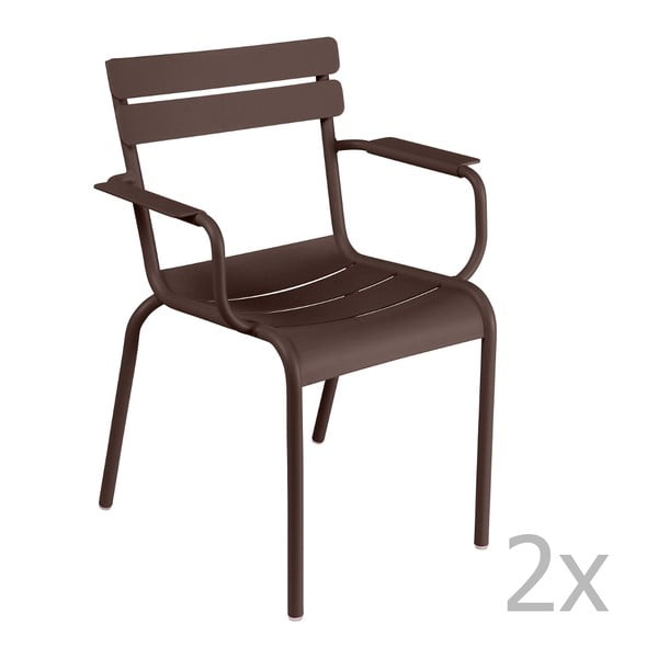 Sada 2 hnedých stoličiek s opierkami na ruky Fermob Luxembourg