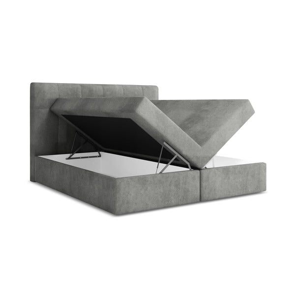 Sivá boxspring posteľ s úložným priestorom 140x200 cm Palta – Makamii-image-1