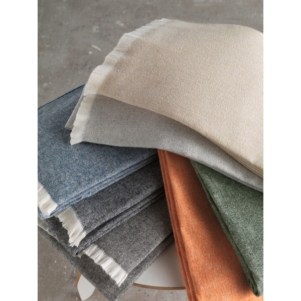 Modrý pléd s podielom bavlny Euromant Linen, 140 x 180 cm-image-1