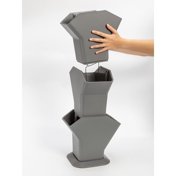 Sivý samozavlažovací vertikálny kvetináč Plastia Tree-image-2