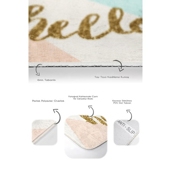 Zamatové kúpeľňové predložky v krémovej a zlatej farbe v súprave 2 ks 60x100 cm Hello – Mila Home-image-3