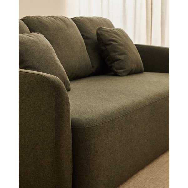 Tmavozelená ženilková rozkladacia pohovka 218 cm Laira – Kave Home-image-4