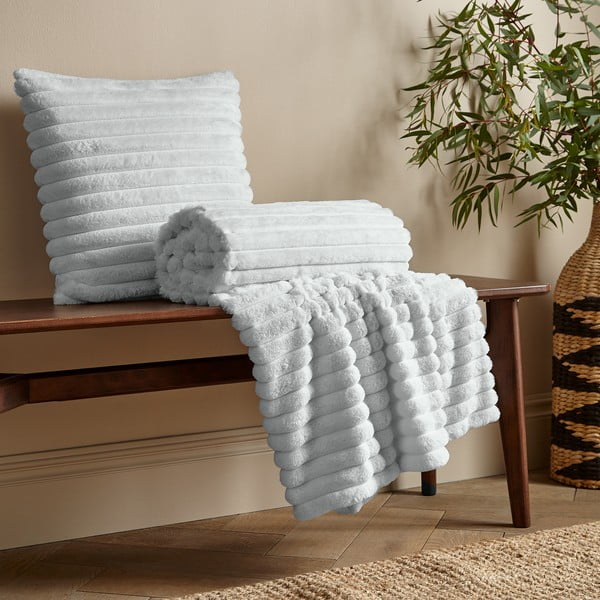 Biela deka z mikroplyšu 130x170 cm Cosy Ribbed – Catherine Lansfield-image-3