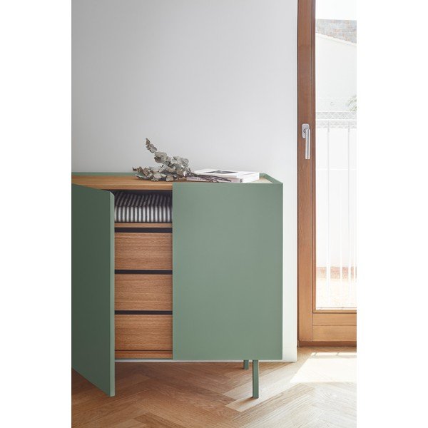 Zelená nízka komoda v dekore duba 110x85 cm Arista – Teulat-image-1
