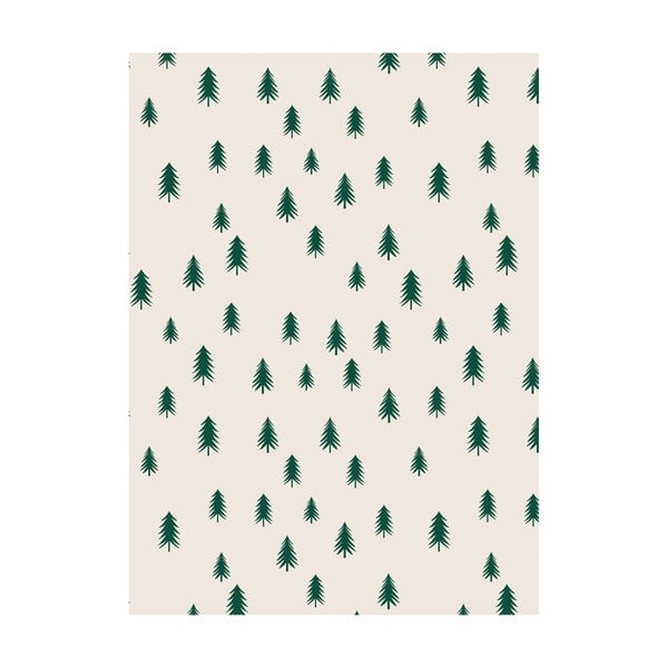 5 hárkov béžovo-zeleného baliaceho papiera eleanor stuart Christmas Trees, 50 x 70 cm