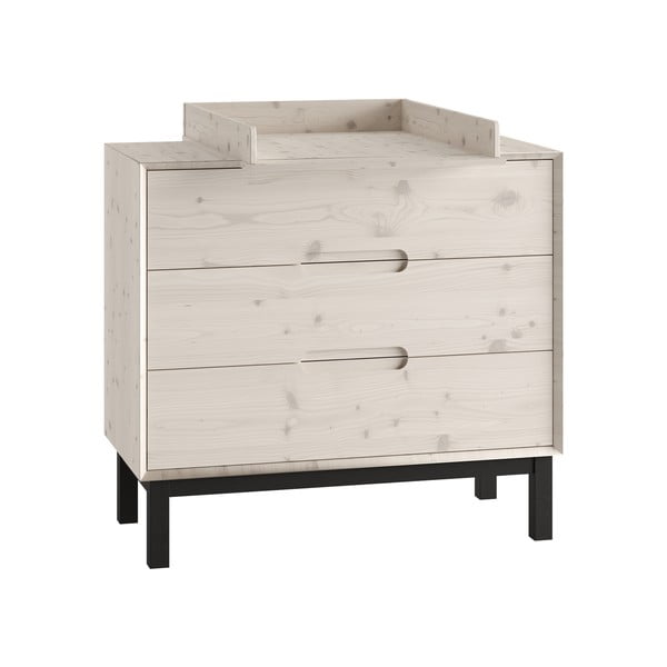 Biela nízka detská komoda z borovicového dreva 100x91 cm Country – Pinio-image-3