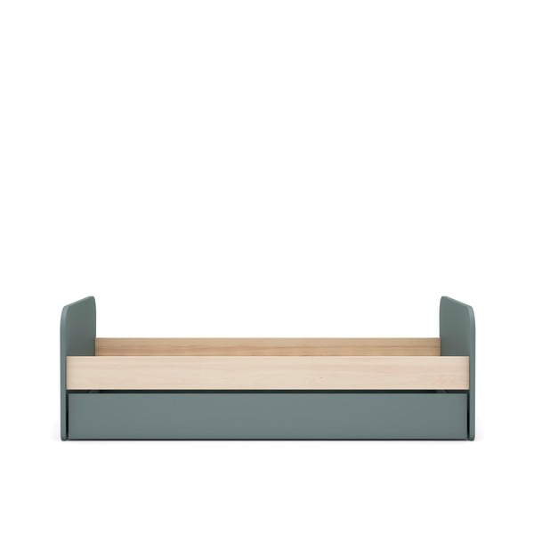Sivozelená detská posteľ v dekore borovice s výsuvným lôžkom s úložným priestorom s roštom 90x200 cm Esteban – Marckeric-image-1