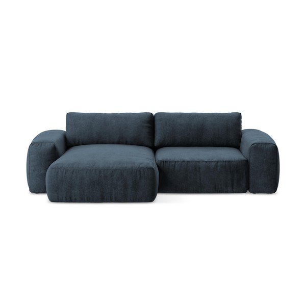 Tmavomodrá ženilková rozkladacia rohová pohovka (ľavý roh/s leňoškou) Kuki – Makamii