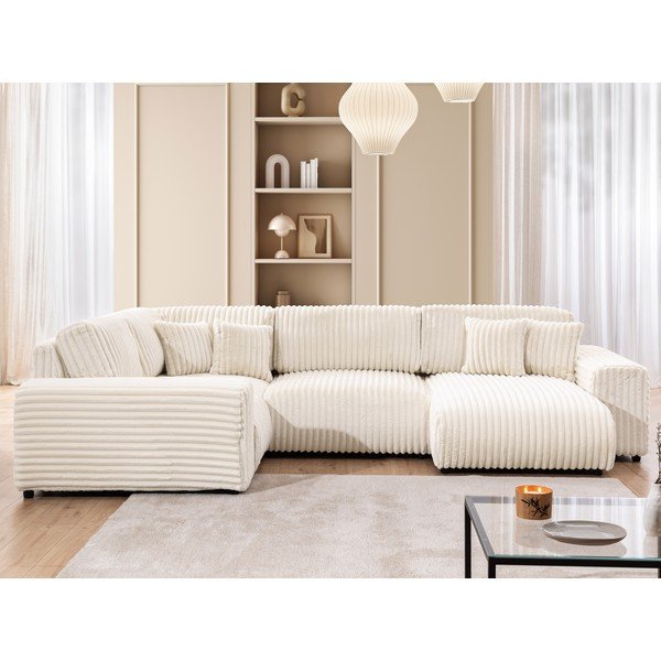 Krémová menčestrová rohová pohovka (ľavý roh/do tvaru "U") Justin – Ropez-image-1