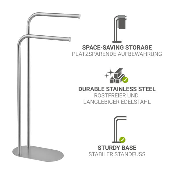 Stojan na uteráky z nehrdzavejúcej ocele v matne striebornej farbe Levante – Wenko-image-4