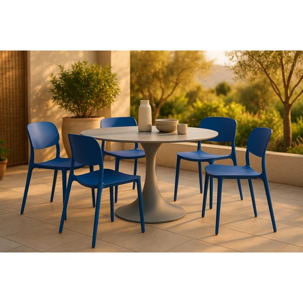 Modrá plastová záhradná stolička Hébé – Bonami Essentials-image-1