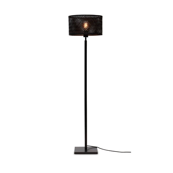 Čierna stojacia lampa s bambusovým tienidlom (výška 128 cm) Java – Good&amp;Mojo