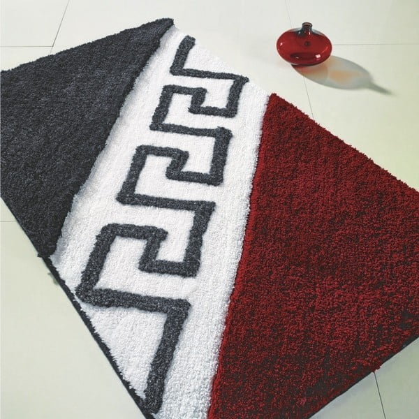 Čierno-červená predložka do kúpeľne Confetti Bathmats Edessa, 70 x 120 cm