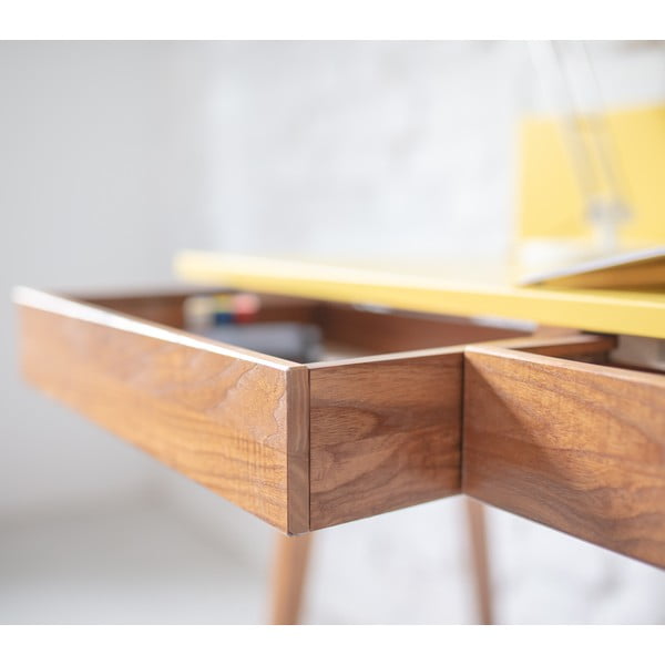 Sivý písací stôl s podnožím z jaseňového dreva Ragaba Luka Oak, dĺžka 85 cm-image-2