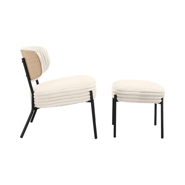 Krémovobiele menčestrové kreslo s podnožkou Jerry – Støraa-image-1