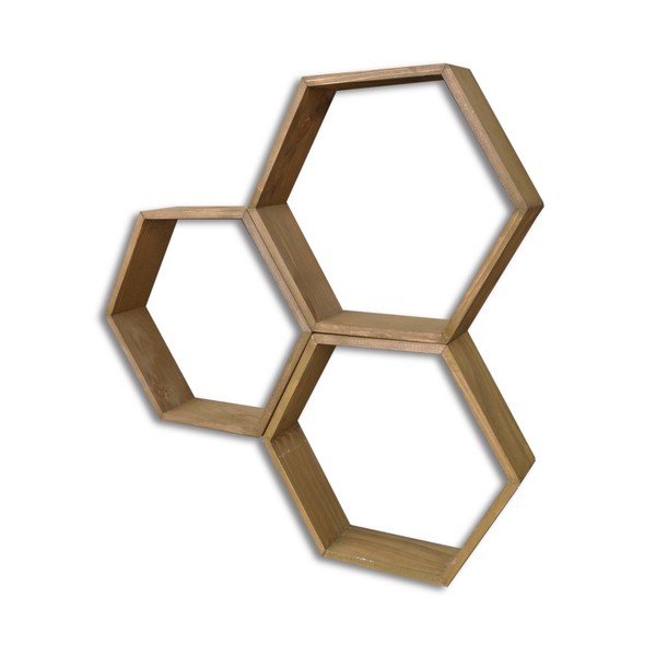 Súprava 3 drevených nástenných políc Bee-image-2