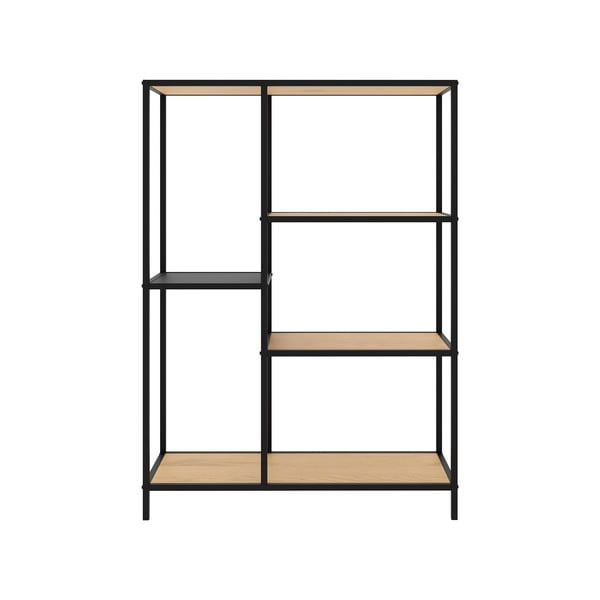 Čierna/v prírodnej farbe knižnica v dekore duba 80x112x35 cm Altino – Unique Furniture