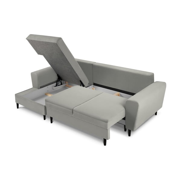 Svetlosivá menčestrová rozkladacia/s úložným priestorom rohová pohovka (ľavý roh/s leňoškou) Kyoto – Cosmopolitan Design-image-3