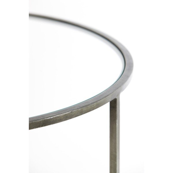 Sivé sklenené okrúhle konferenčné stolíky v súprave 2 ks ø 75 cm Duarte - Light & Living-image-4