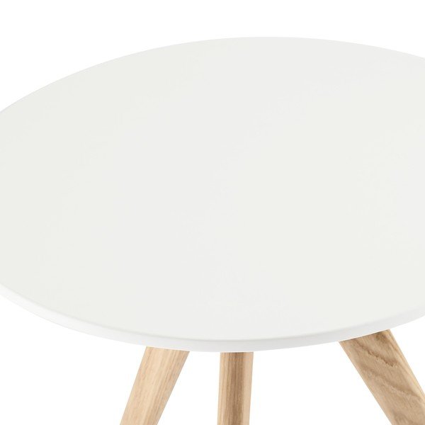 Biely konferenčný stolík s nohami z dubového dreva Furnhouse Life, Ø 40 cm-image-4