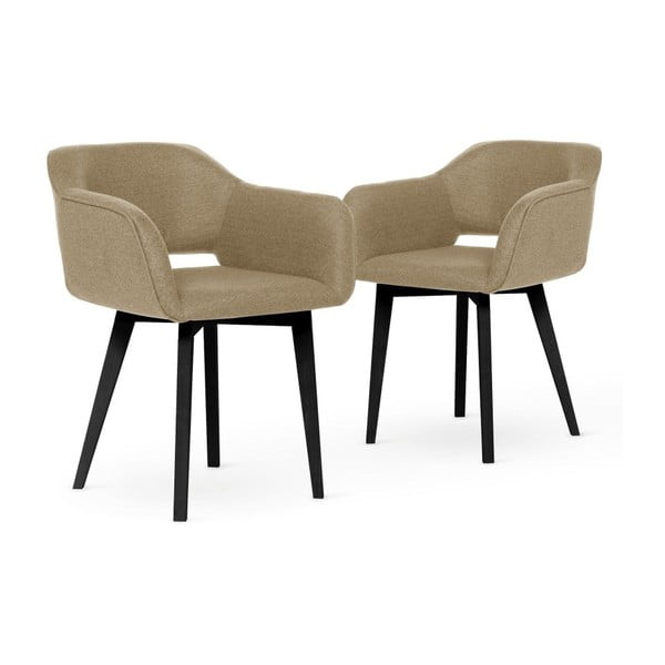Sada 2 pieskovohnedých stoličiek s čiernymi nohami My Pop Design Oldenburg