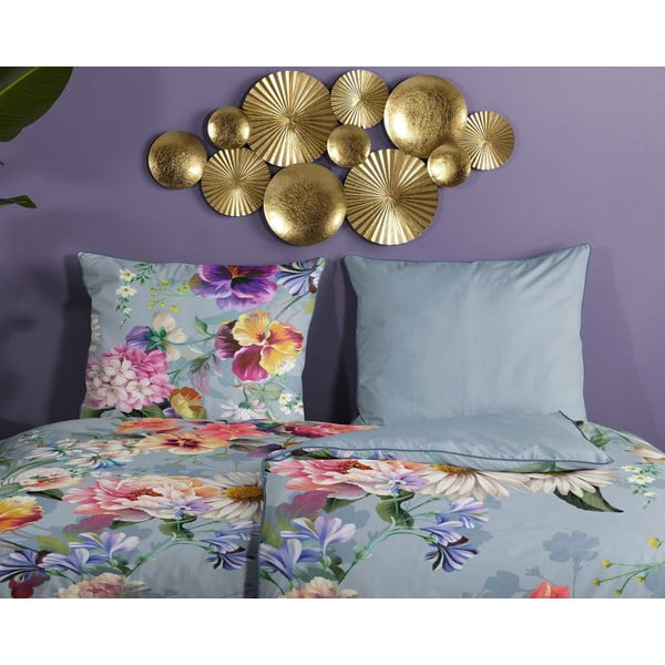 Sivé obliečky na jednolôžko z organickej bavlny Descanso Sunflower, 140 x 220 cm-image-2