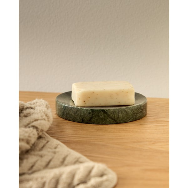 Tmavozelená mramorová nádobka na mydlo Elenei – Kave Home-image-1