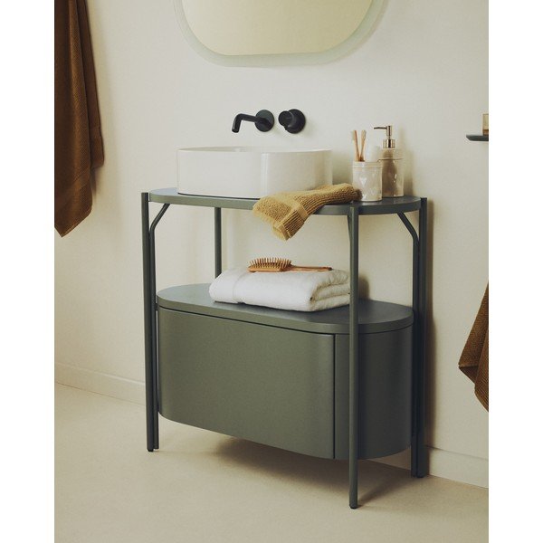 Zelená skrinka pod umývadlo 90x81 cm Arely – Kave Home-image-1