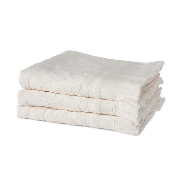 Sada 3 krémových uterákov z organickej bavlny Seahorse, 60 × 110 cm