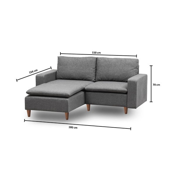 Sivá rohová pohovka (ľavý roh) Lungo – Balcab Home-image-2