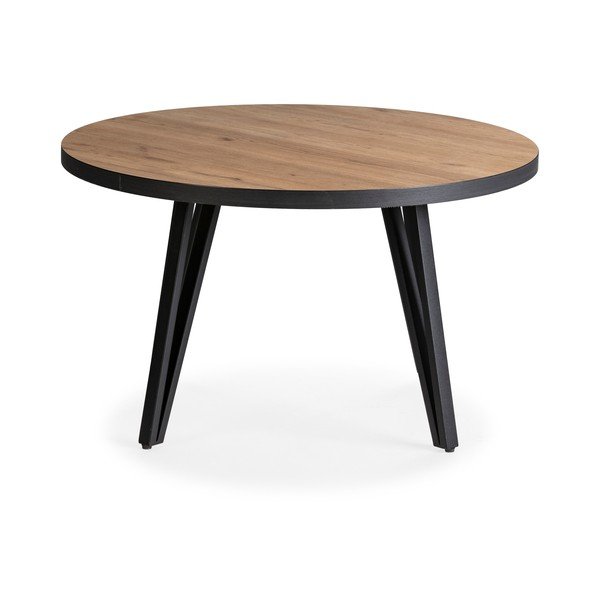 Okrúhly konferenčný stolík v čiernej a prírodnej farbe s doskou v dubovom dekore ø 80 cm Sindi – Marckeric-image-2