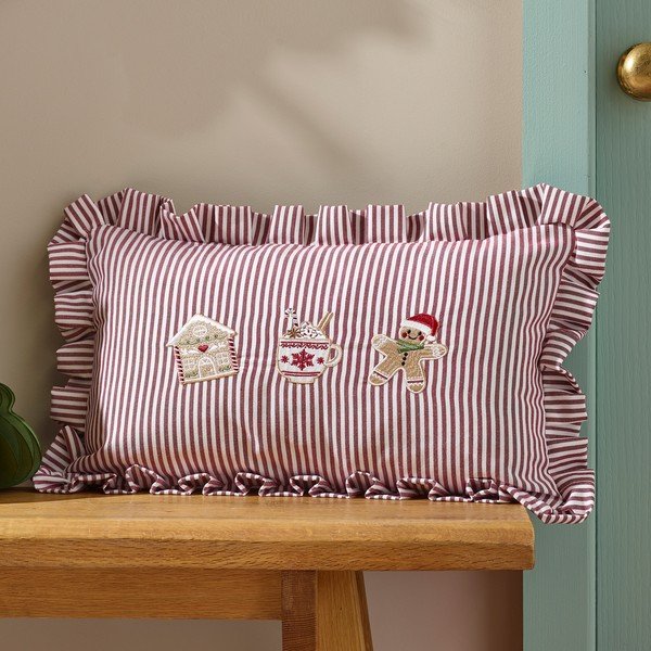 Dekoračný vankúš s vianočným motívom 30x50 cm Christmas Gingerbread Stripe – Catherine Lansfield-image-1