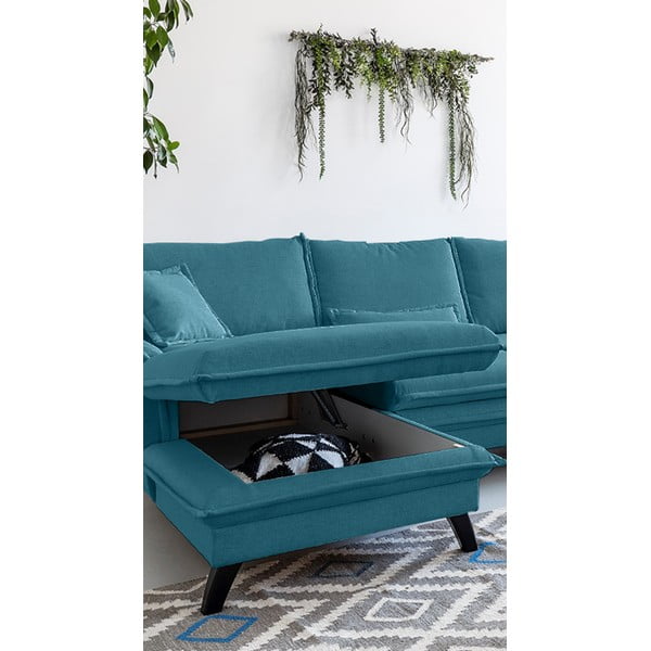 Tyrkysovomodrá rozkladacia rohová pohovka Miuform Charming Charlie, ľavý roh-image-4