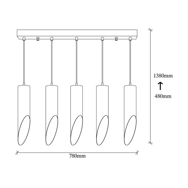Čierne závesné svietidlo pre 5 žiaroviek Opviq lights Kesik-image-3