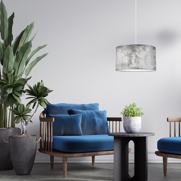 Sivé závesné svietidlo s textilným tienidlom ø 35 cm Print – LAMKUR-image-2