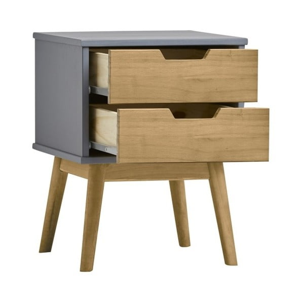 Sivo-hnedý nočný stolík z masívneho borovicového dreva Marckeric Baku-image-3